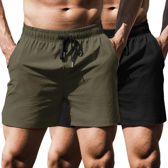 Coofandy Men's Running Athletic 2 Pack Gym WorkoutFitted Exercise Shorts